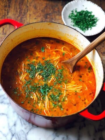 Sopa de Fideo: Mexican Noodle Soup with Tomato and Cilantro Recipe