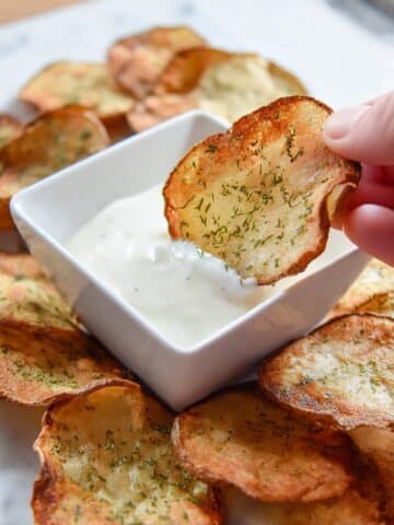 Dill Pickle Marinated Air Fryer Potato Chips Recipe