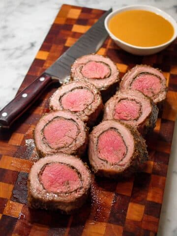 Stuffed Beef Tenderloin with Dijon Mustard and Chipotle Cream Sauce Recipe