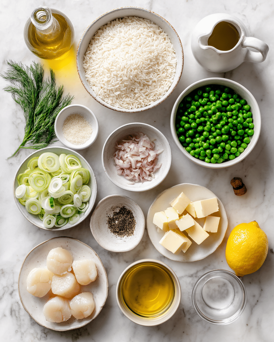 Brown Butter Scallops with Parmesan Risotto and Sautéed Greens Recipe