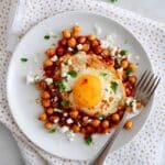 Chickpea Fried Egg with Feta and Cilantro Recipe