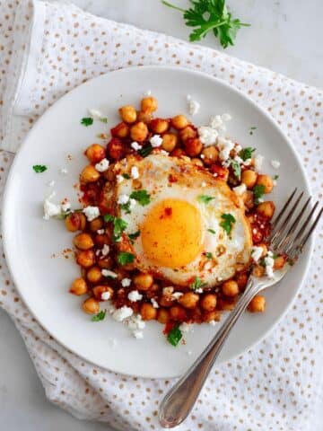 Chickpea Fried Egg with Feta and Cilantro Recipe