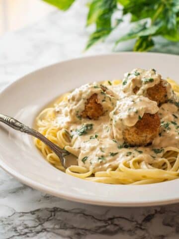Chicken Ricotta Meatballs with Spinach Alfredo Sauce Recipe