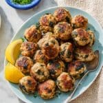 Baked Turkey Meatballs with Feta, Spinach, and Fresh Herbs Recipe