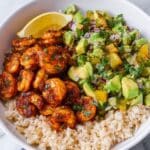 Blackened Shrimp Bowl with Caramelized Pineapple Salsa Recipe