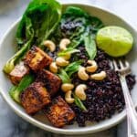 Spicy Peanut Tofu Bowl with Coconut Forbidden Rice Recipe