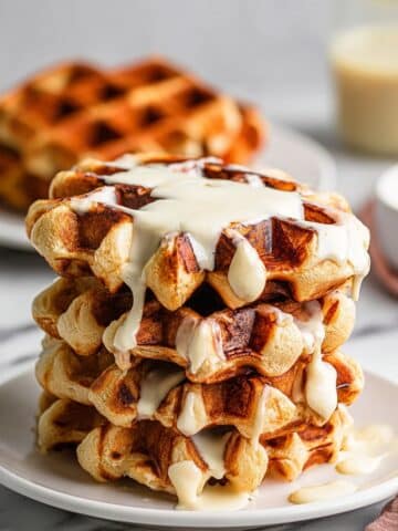 Cinnamon Roll Waffles with Cream Cheese Glaze Recipe