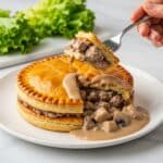 Ground Beef Wellington in Puff Pastry with Mushroom Cream Sauce Recipe