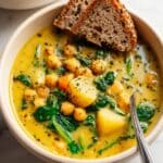 Lemony Chickpea Soup with Spinach & Potatoes Recipe