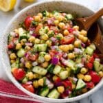 Easy Chickpea Salad with Fresh Vegetables and Lemon Dressing Recipe