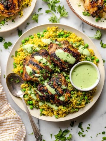 Peruvian Chicken and Rice with Green Sauce Recipe