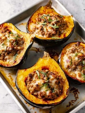 Stuffed Acorn Squash with Sausage, Mushrooms, and Parmesan Recipe