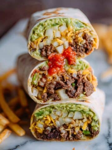 California Burrito with Carne Asada and Roasted Jalapeno Sour Cream Recipe