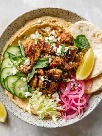 Hummus Bowls with Easy Chicken Shawarma Recipe
