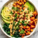 Roasted Sweet Potato and Chickpea Bowl with Tahini-Lime Dressing Recipe
