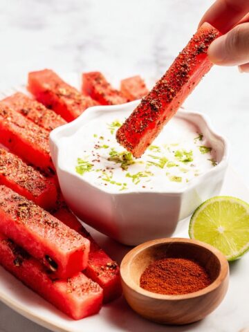 Spicy Watermelon Fries with Coconut Lime Dipping Sauce Recipe