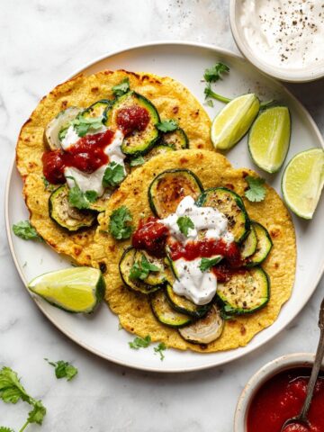 Red Lentil Pancakes with Zucchini, Vegan Yogurt, and Chutney Recipe