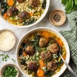 Italian Wedding Soup with Chicken Meatballs and Pearl Couscous Recipe