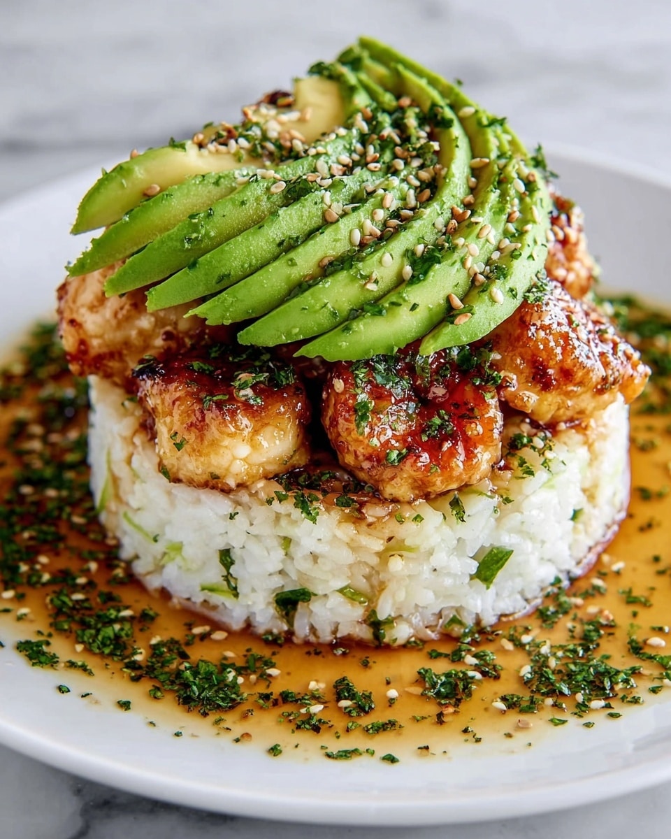 Honey Lime Chicken & Avocado Rice Stack Recipe - Recipe Image
