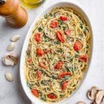 Creamy Tomato Pasta with Boursin Cheese, Spinach, and Roasted Vegetables Recipe