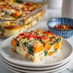 Easy Sweet Potato Breakfast Casserole with Spinach, Bell Peppers, and Cheddar Recipe