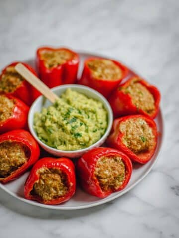 Lamb Stuffed Piquillo Peppers with Avocado Lime Puree Recipe
