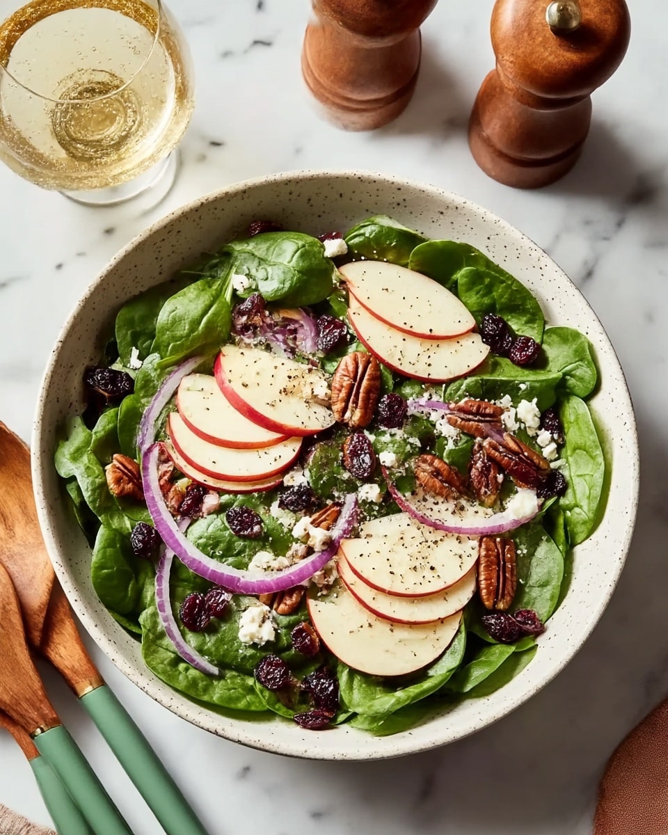 Fresh Spinach Salad with Apple, Cranberries, and Pecans Recipe - Recipe Image
