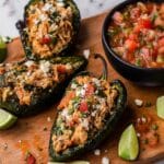Air Fryer Stuffed Poblano Peppers with Margarita Chicken and Cotija Recipe