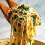 Pasta Primavera with Creamy Basil Sauce and Toasted Pine Nuts Recipe