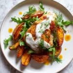 Sheet Pan Harissa Chicken and Potatoes with Lemon Yogurt Sauce Recipe