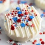 4th of July Oreo Treats with White Chocolate and Patriotic Sprinkles Recipe