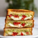 Feta Grilled Cheese with Roasted Red Peppers and Pesto Recipe