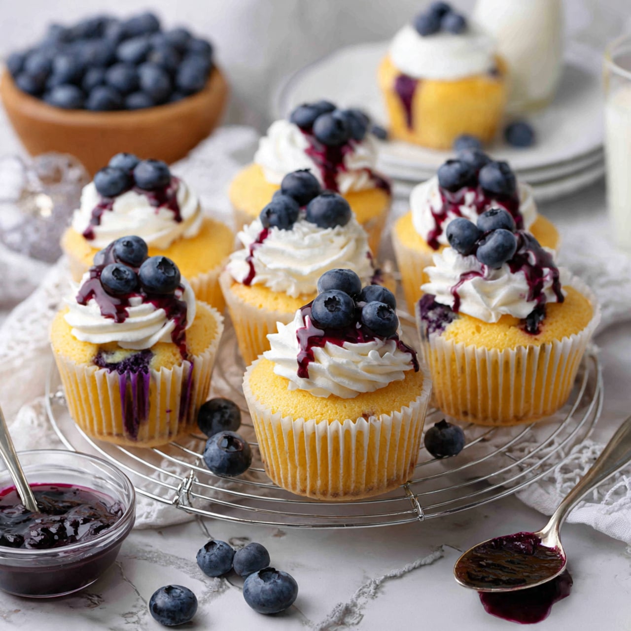 White Chocolate Blueberry Cheesecake Cupcakes Recipe - Recipe Image