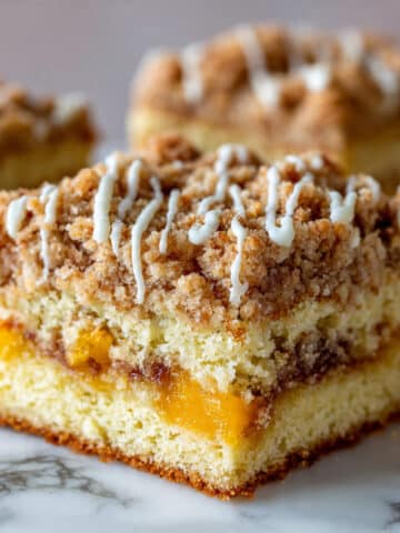 Peach Coffee Cake with Streusel and Vanilla Glaze Recipe