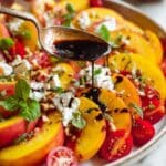 Peach Burrata Salad with Balsamic Vinaigrette and Pistachios Recipe
